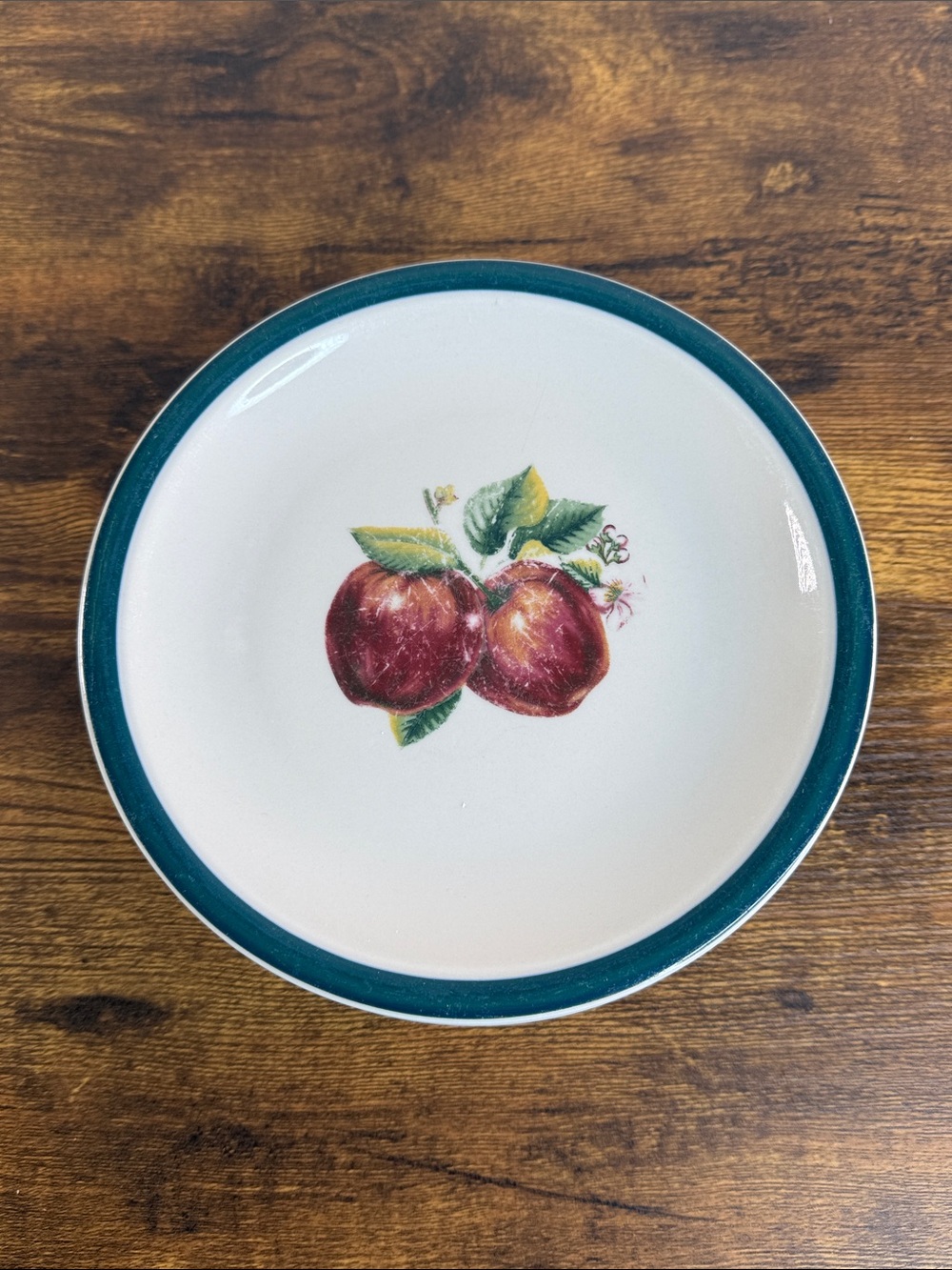 Casuals Teal-Rim Apple Motif Desert Plates Set Of 5